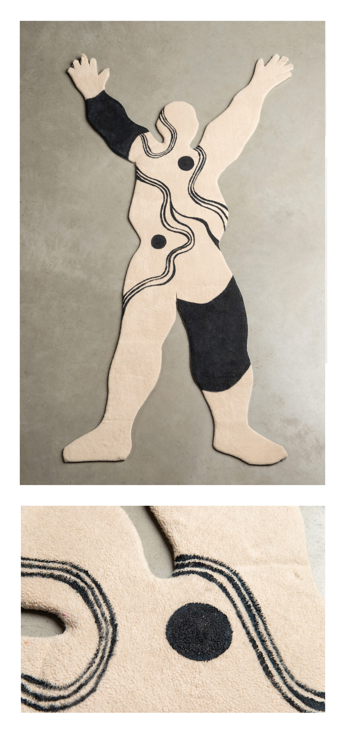 :Obiekt przedstawia człowieka z abstrakcyjnymi wzorami na ciele