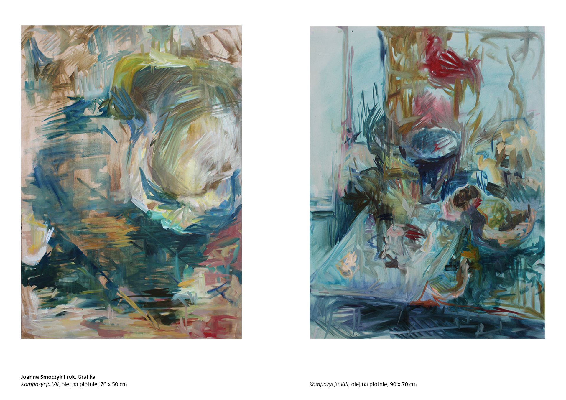 Joanna Smoczyk, I rok, Grafika, dwa obrazy olejne na płótnie.