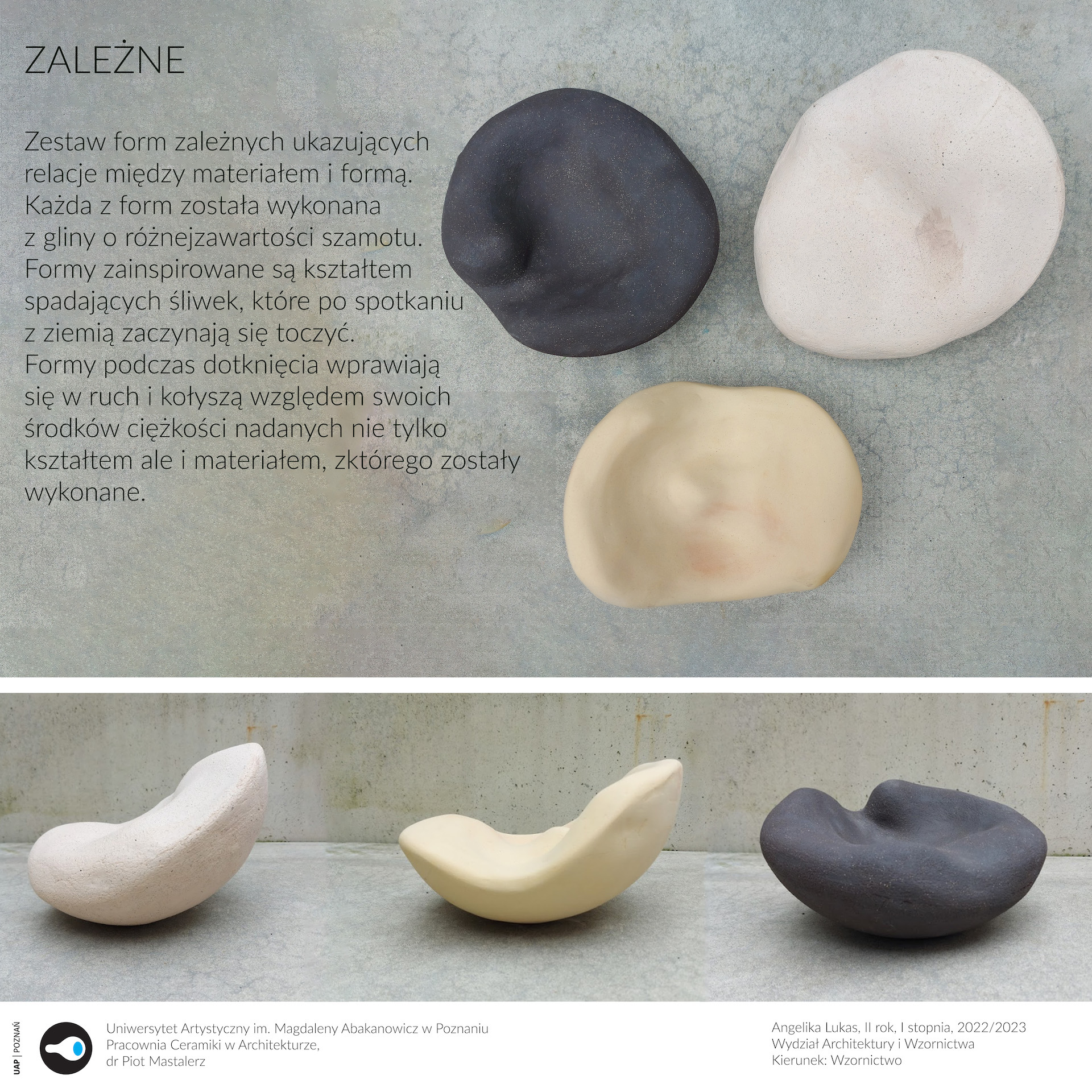 Opis alternatywny: Plansza przedstawia trzy formy ceramiczne w naturalnych barwach wypalonej gliny.