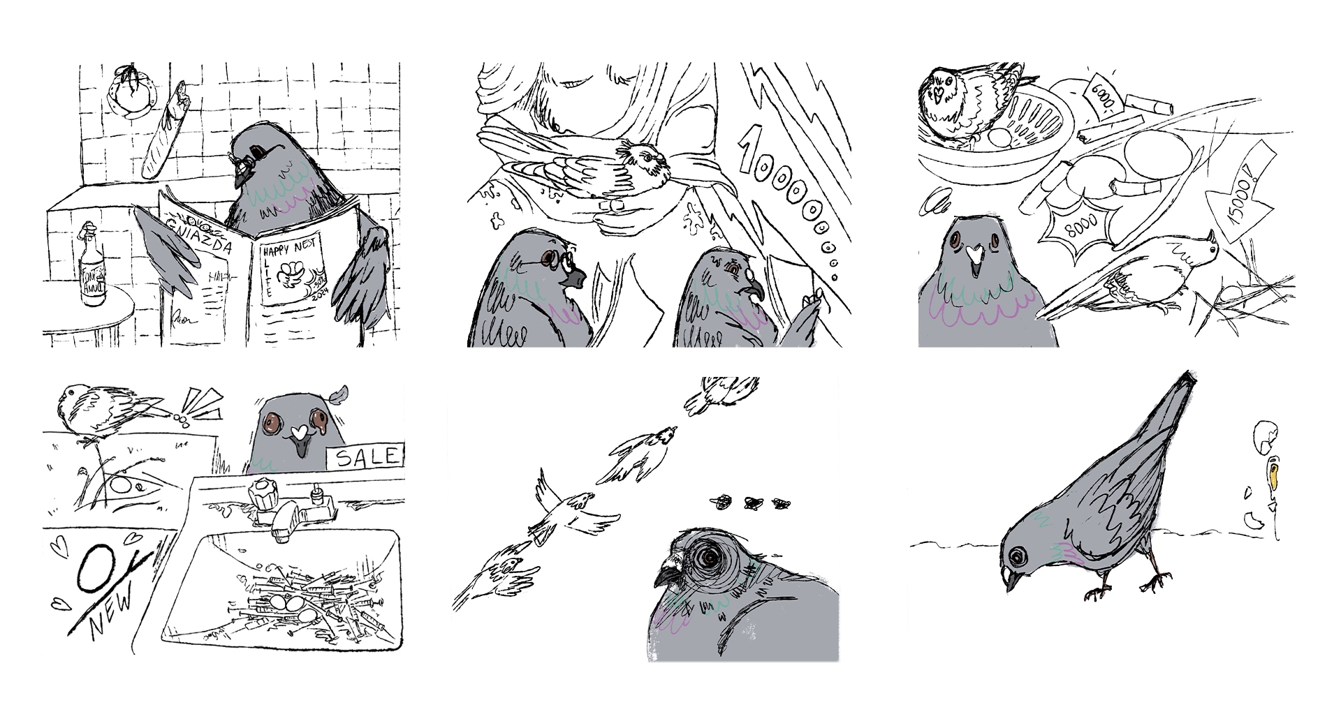The project introduces, in a comedic yet critical light, the difficulties of a pigeon in its attempt to find an affordable nest in which to start an independent life.